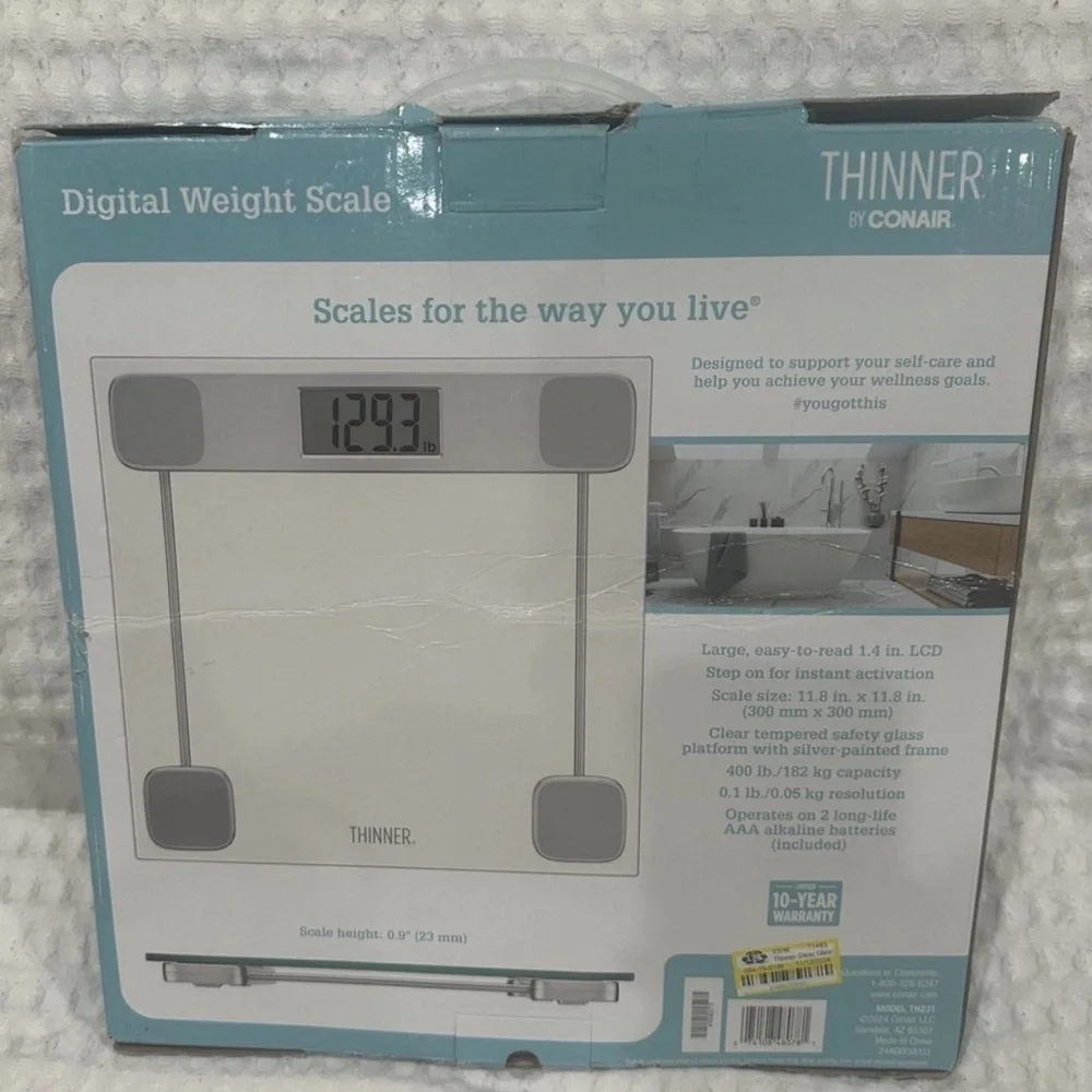 THINNER by CONAIR Digital Glass Weight Scale Silver
